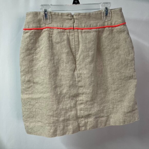 Ann Taylor Loft Linen Mini Skirt Pockets Neon Trim Y2K Womens 2 Tan Neon Boho - Picture 7 of 14